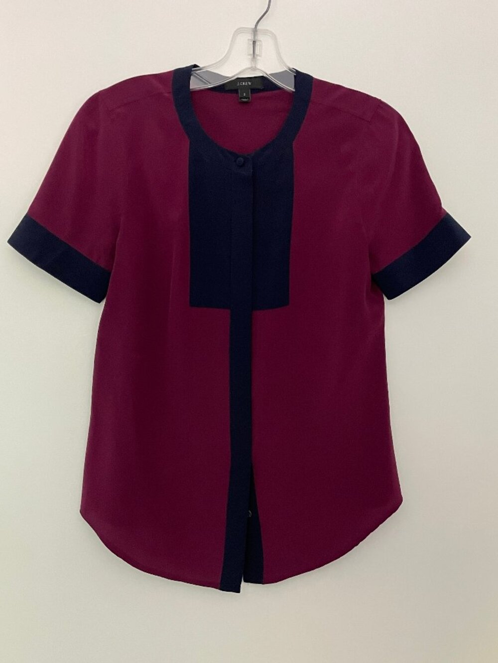 J Crew Shirt Womens Silk  Button Up Short Sleeve Lightweight 2
